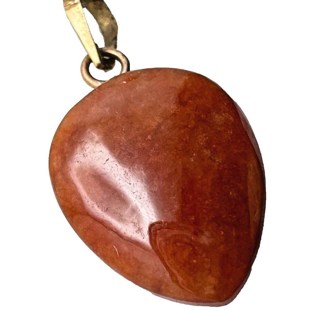 Red Jadeite Heart Pendant 14k 585 Yellow Gold With Textured Bail Elegant #2